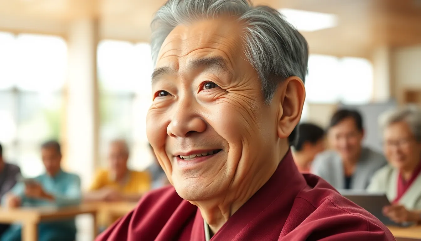 디지털 기기를 사용하는 노인