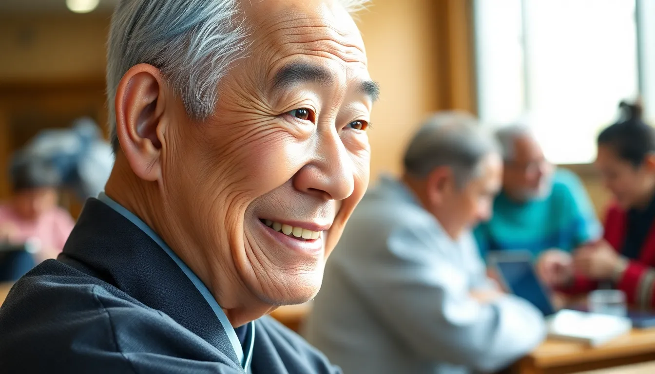 디지털 교육을 받는 노인