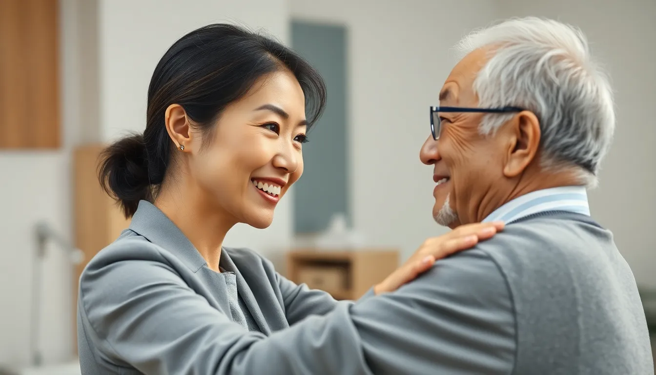 스마트 기기를 이용하여 건강 관리를 하는 노인